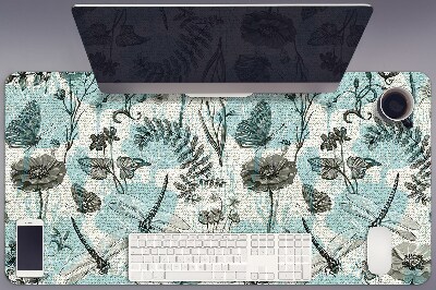 Full desk mat Flowers and dragonflies