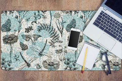 Full desk mat Flowers and dragonflies