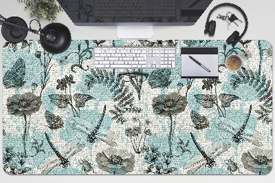 Full desk mat Flowers and dragonflies