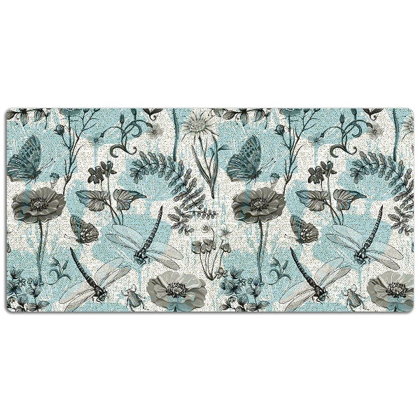 Full desk mat Flowers and dragonflies