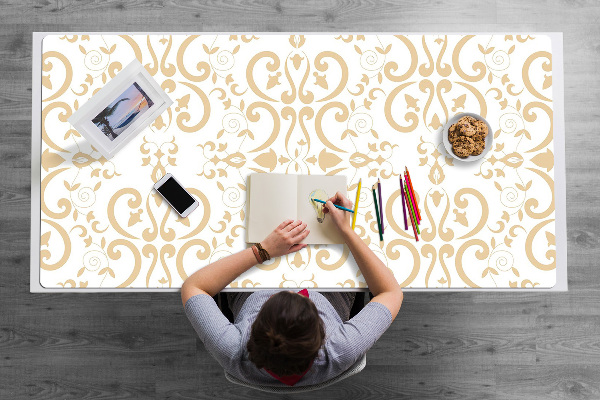 Large desk mat table protector baroque pattern