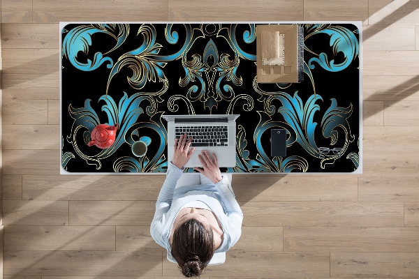 Large desk mat table protector baroque pattern