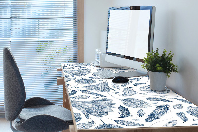 Full desk pad blue leaves