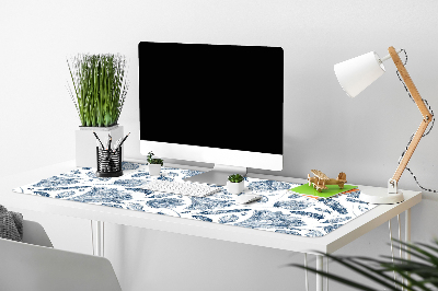 Full desk pad blue leaves