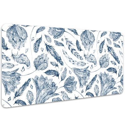 Full desk pad blue leaves