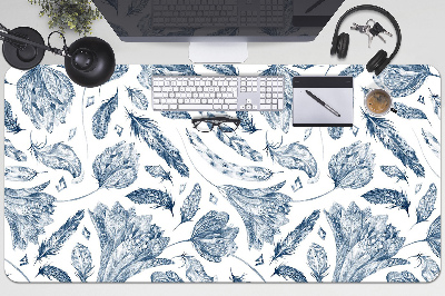 Full desk pad blue leaves