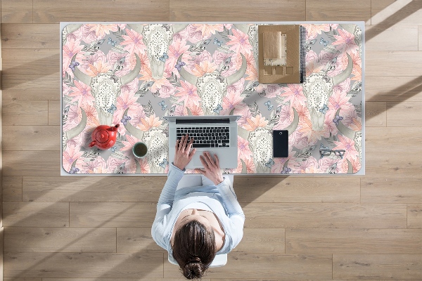 Large desk mat table protector skulls bulls