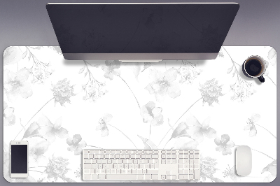 Large desk pad PVC protector gray flowers