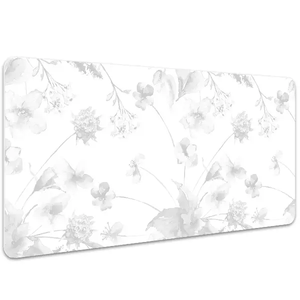 Large desk pad PVC protector gray flowers