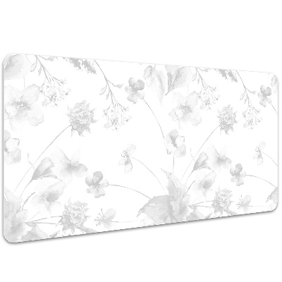 Large desk pad PVC protector gray flowers