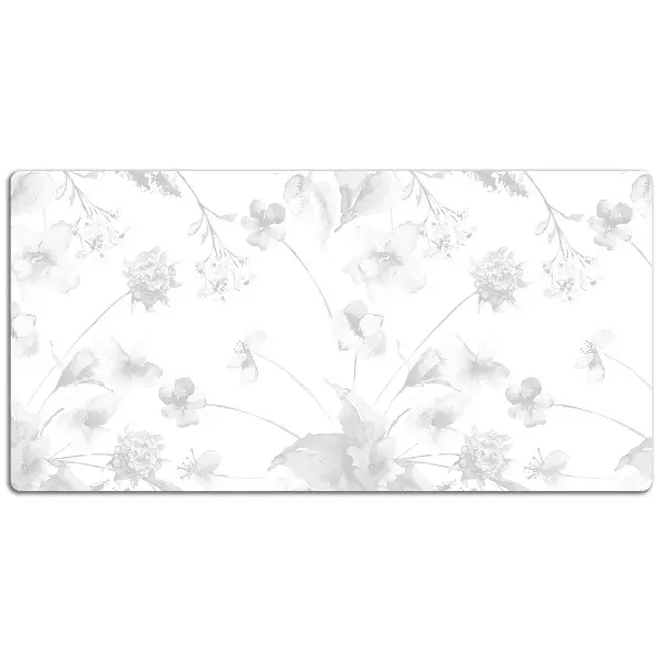 Large desk pad PVC protector gray flowers