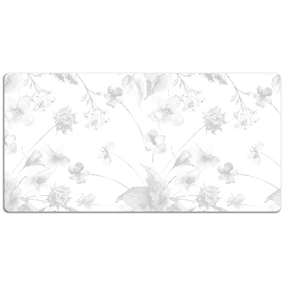 Large desk pad PVC protector gray flowers