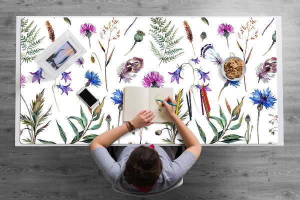 Large desk mat table protector Flowers from the meadow