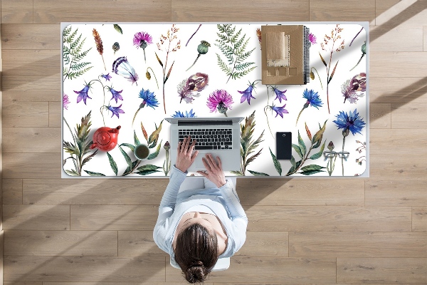 Large desk mat table protector Flowers from the meadow