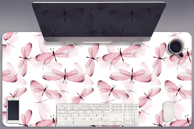 Large desk pad PVC protector pink dragonfly