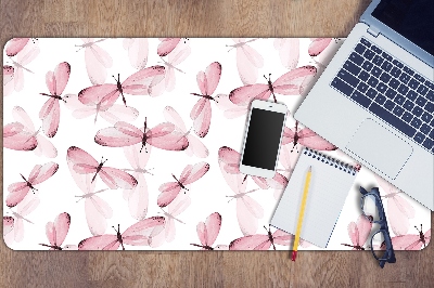 Large desk pad PVC protector pink dragonfly