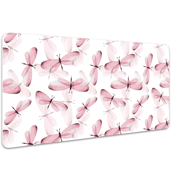 Large desk pad PVC protector pink dragonfly