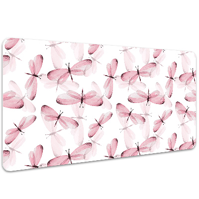 Large desk pad PVC protector pink dragonfly