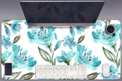 Full desk protector turquoise flowers