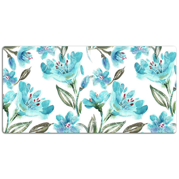 Full desk protector turquoise flowers