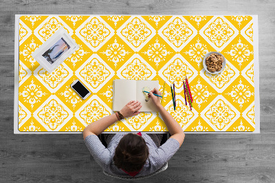 Full desk protector Yellow and white pattern