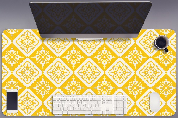 Full desk protector Yellow and white pattern