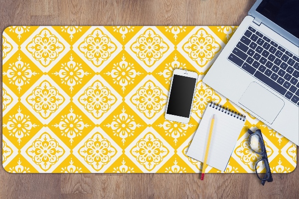 Full desk protector Yellow and white pattern