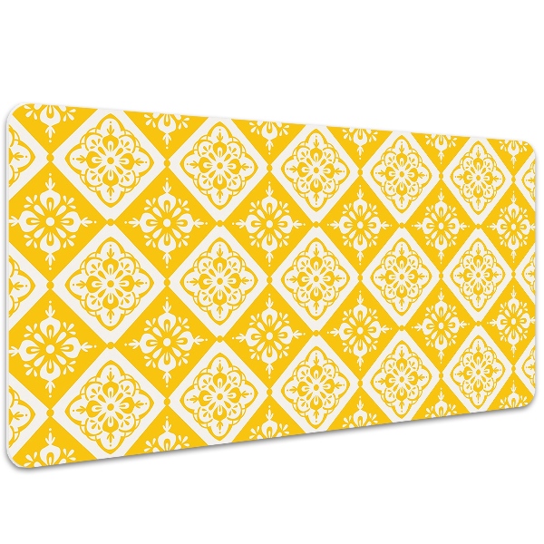 Full desk protector Yellow and white pattern