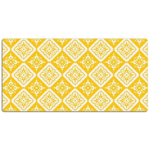 Full desk protector Yellow and white pattern