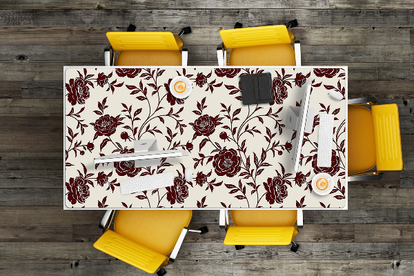 Full desk mat maroon flowers