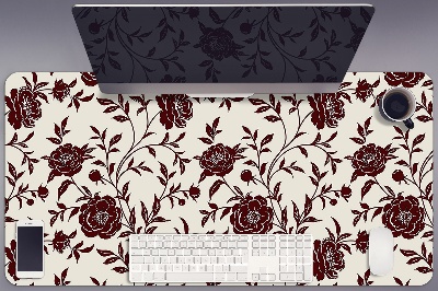 Full desk mat maroon flowers