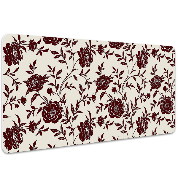 Full desk mat maroon flowers