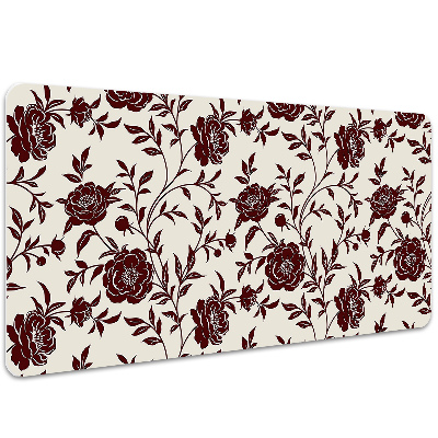 Full desk mat maroon flowers