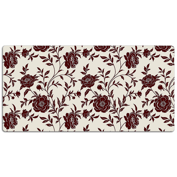 Full desk mat maroon flowers