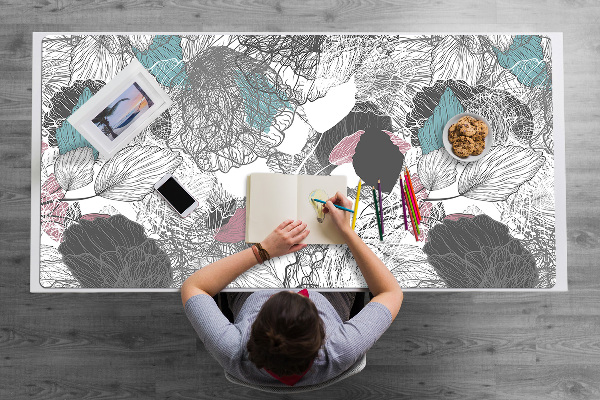 Large desk mat table protector floral pattern