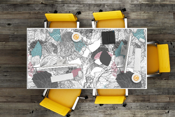 Large desk mat table protector floral pattern