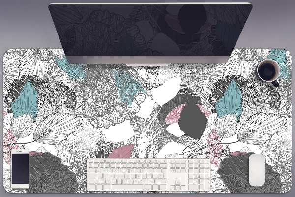 Large desk mat table protector floral pattern
