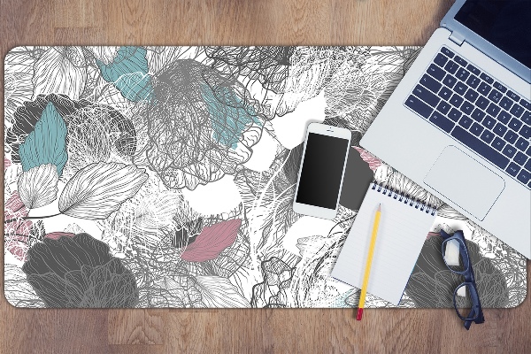 Large desk mat table protector floral pattern