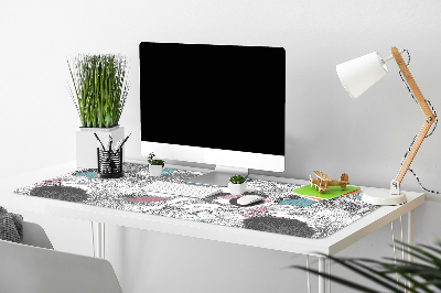 Large desk mat table protector floral pattern