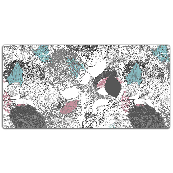 Large desk mat table protector floral pattern
