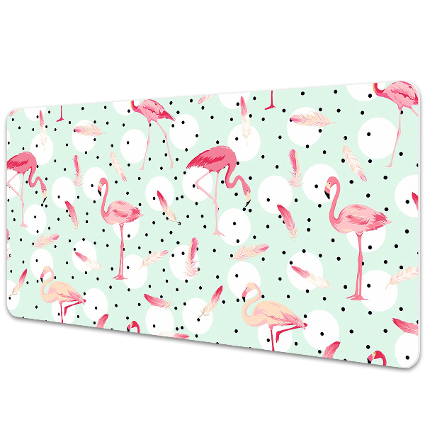 Full desk pad Flamingos and dots