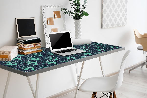 Full desk mat neon blue