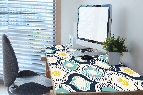 Large desk mat table protector Doodle dots