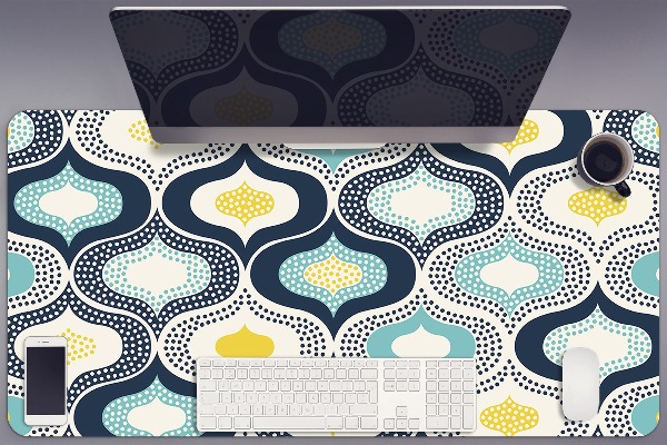 Large desk mat table protector Doodle dots