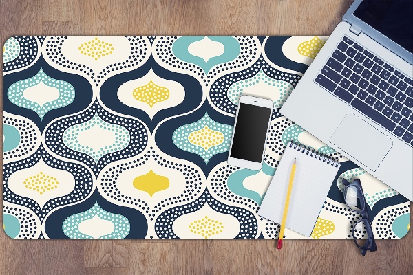 Large desk mat table protector Doodle dots