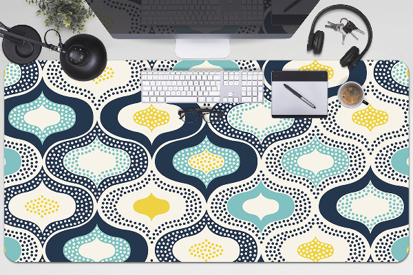 Large desk mat table protector Doodle dots