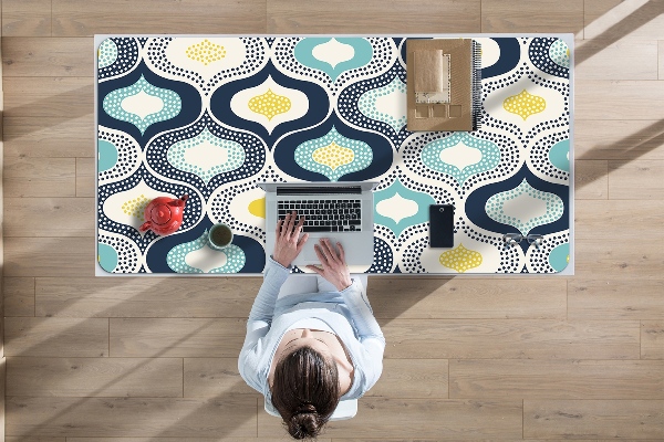 Large desk mat table protector Doodle dots