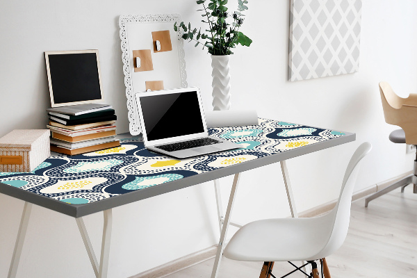 Large desk mat table protector Doodle dots