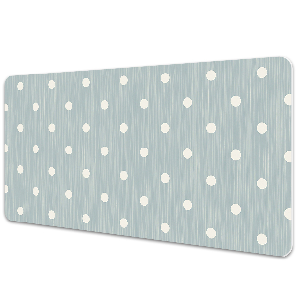 Large desk mat table protector white dots