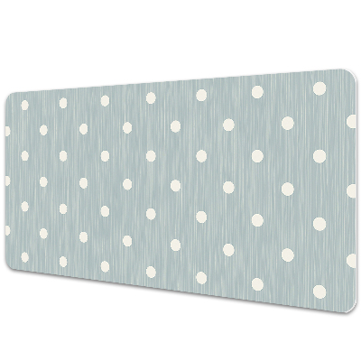 Large desk mat table protector white dots